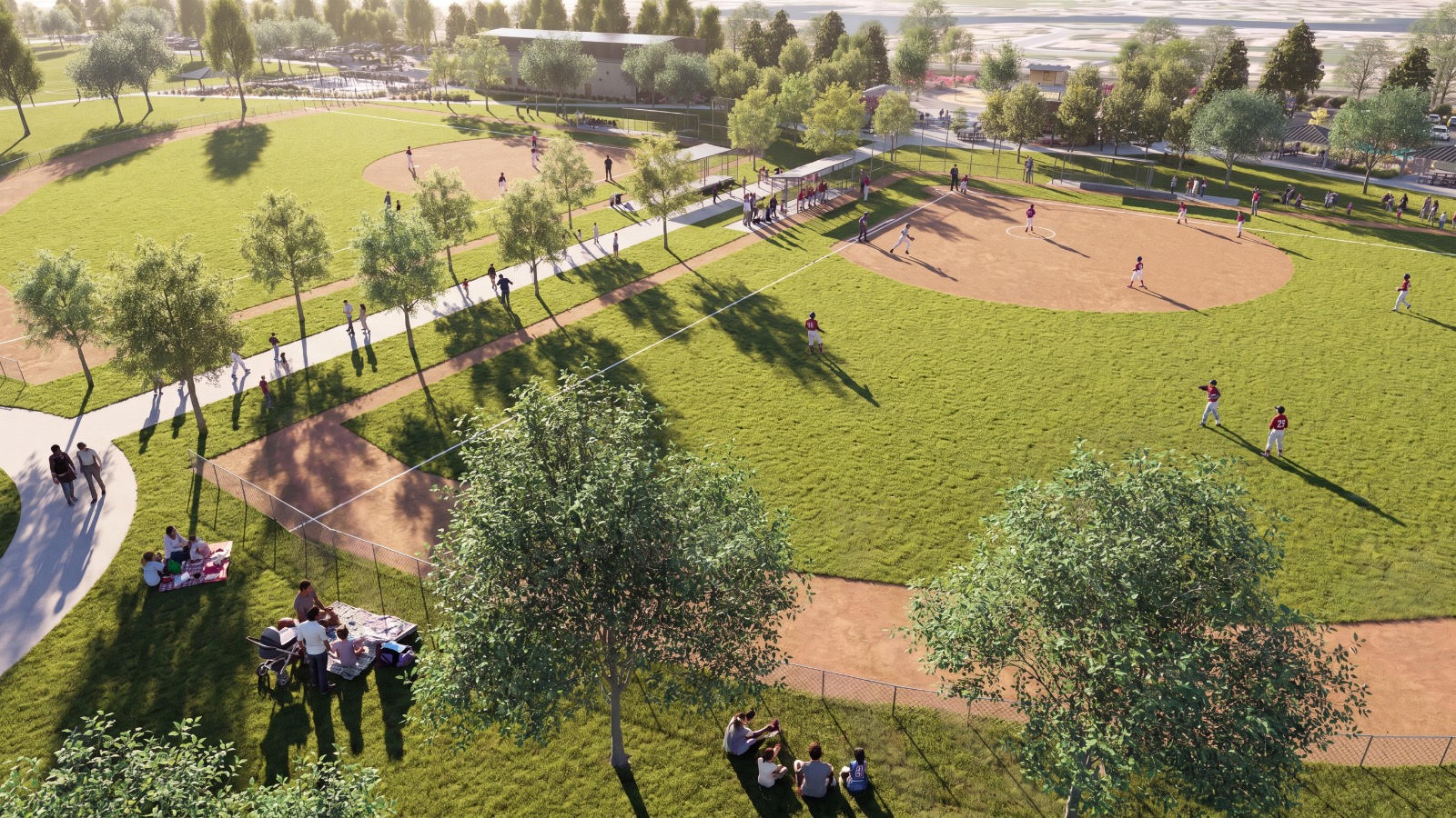 Aerial view of Willowgrove ballfields and open space