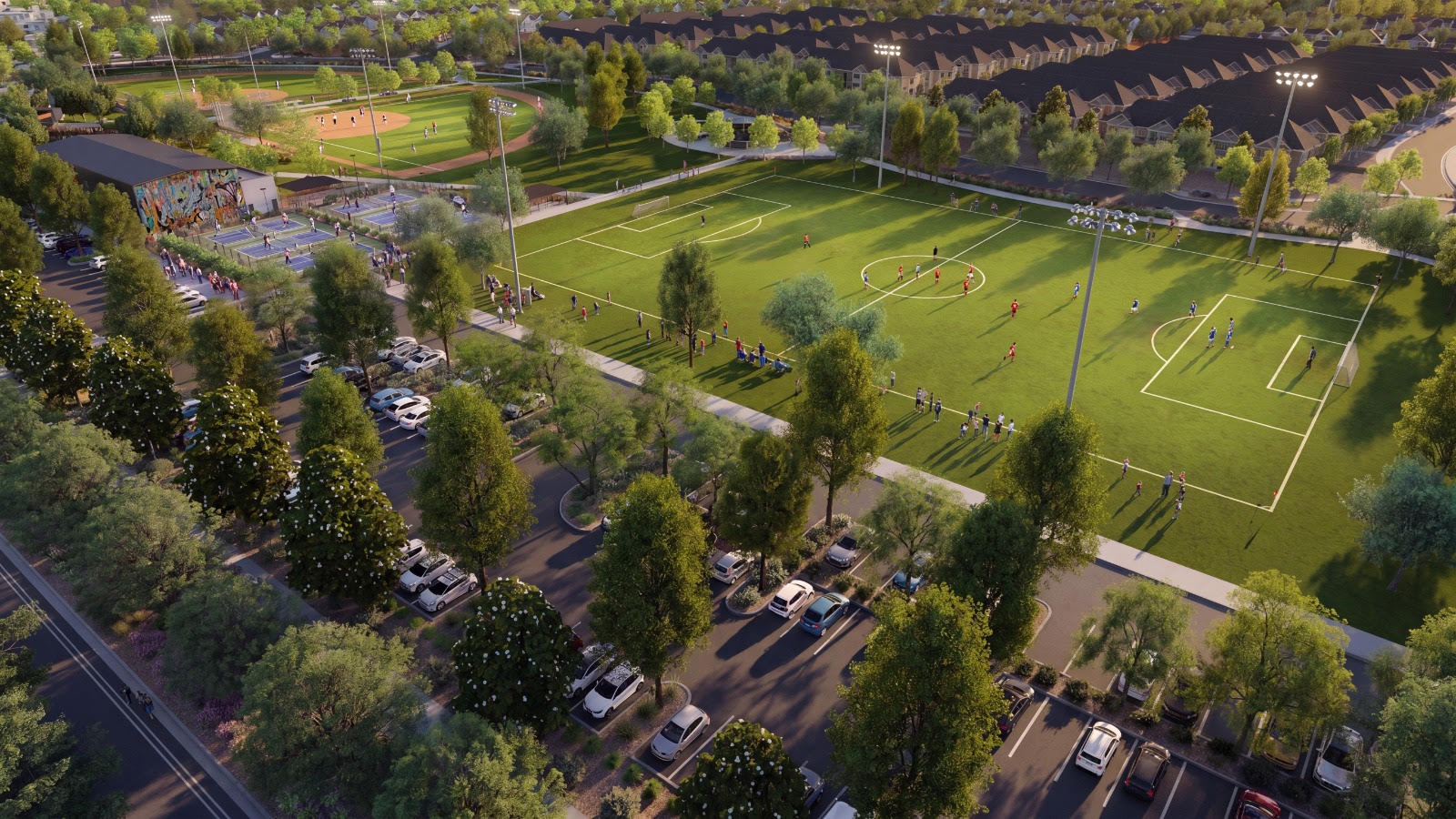 Aerial view of Willowgrove community park and sports complex